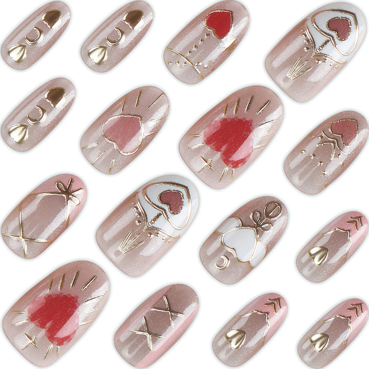 Glamorous Heart-Embellished Press-On Nails Bowlift