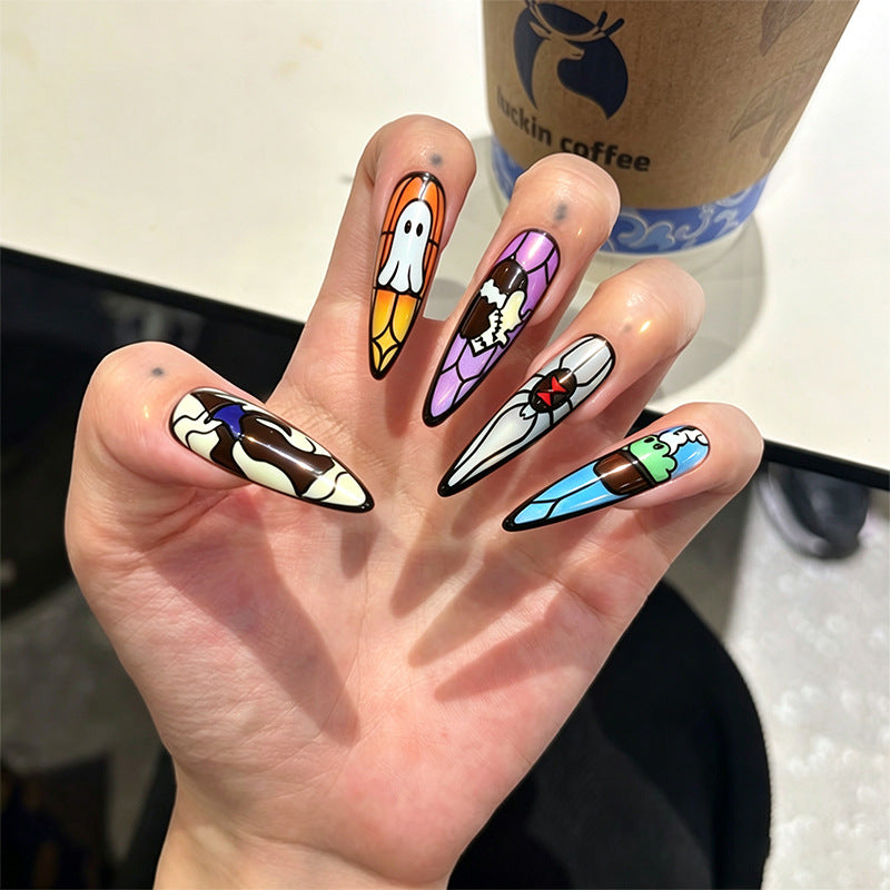 Artistic Nail Tips with Ice Cream Design Bowlift