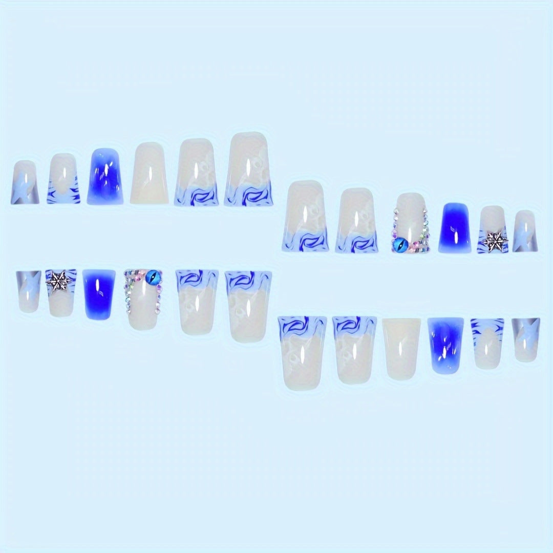 Decorative Press-On Nail Art Set with Gemstone Accents Bowlift