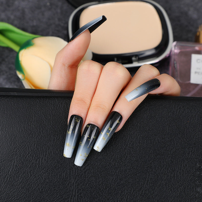 Elegant artificial nails with gold accents Bowlift