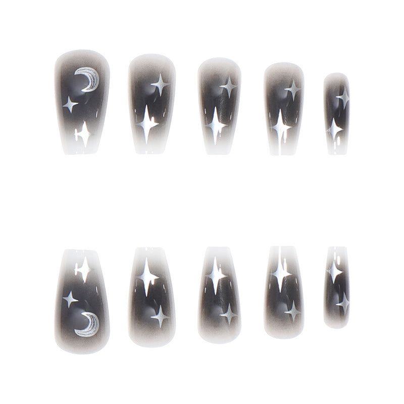Artistic Stiletto Acrylic Press-On Nails with Starry Design Bowlift