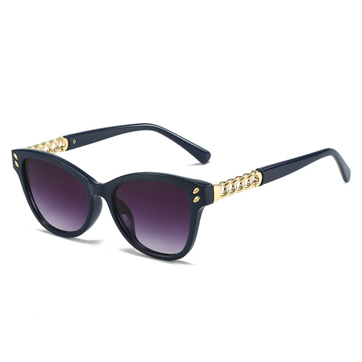 Ladies fashionable cat-eye sunglasses with luxurious chain accents Bowlift