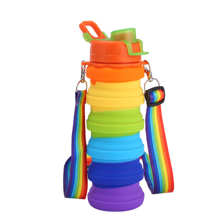 Ladies collapsible silicone water bottle with colorful design Bowlift