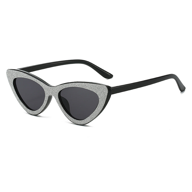 Ladies Cat-Eye Sunglasses with Glamorous Glitter Frame Bowlift