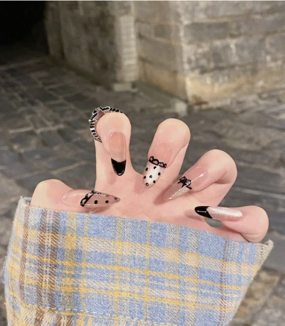 Decorative Press-On Nail Art Set with Cute Bow Accents Bowlift