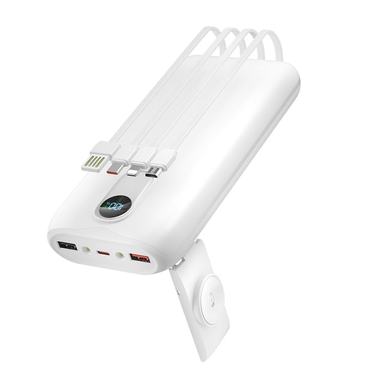 Portable power bank with integrated charging cables and LCD screen Bowlift