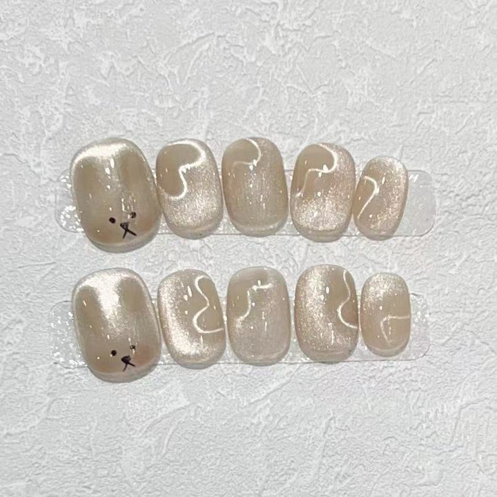 Playful Animal-Themed Press-On Nail Set Bowlift