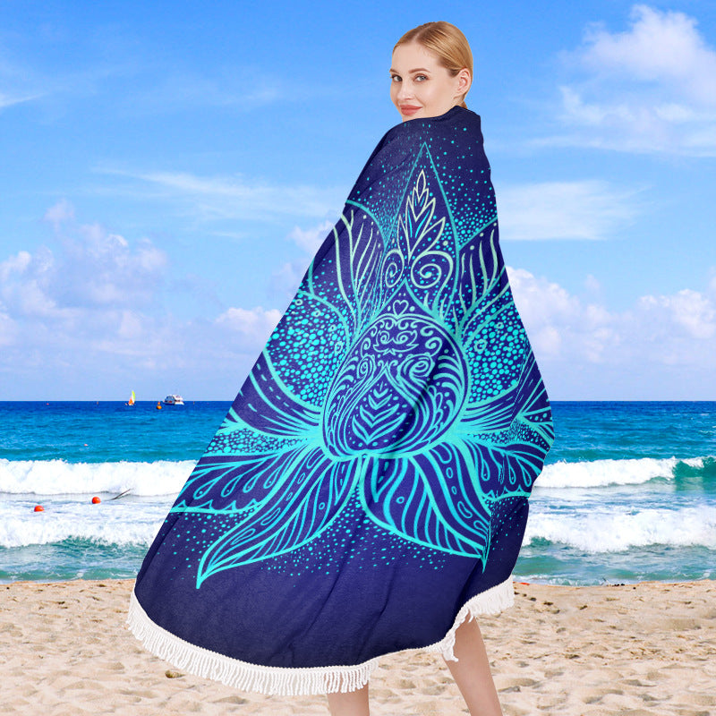 Rund beach towel with unique ethnic pattern Bowlift