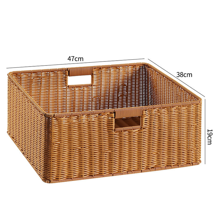 Handwoven Storage Basket with Cutout Handles Bowlift