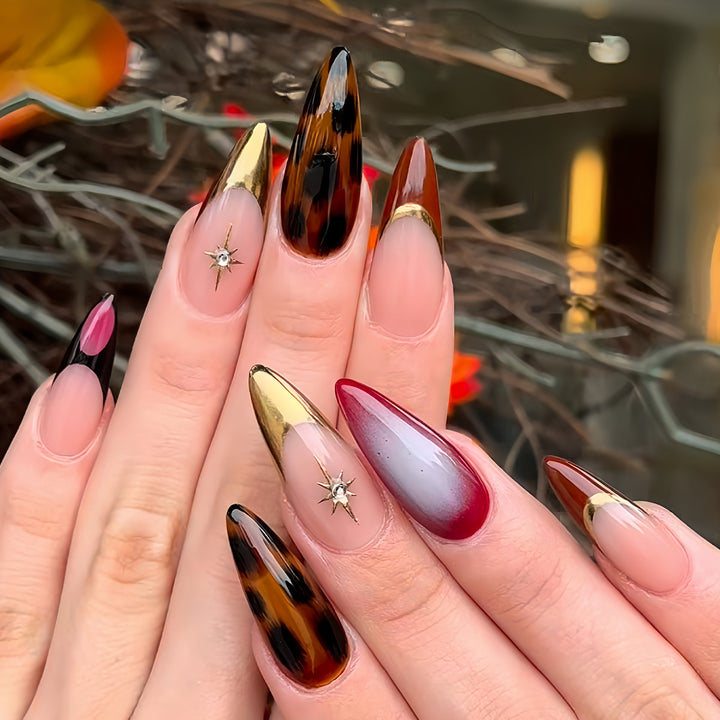 Artistic Stiletto Press-On Nail Designs Bowlift
