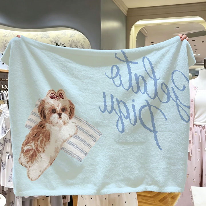 Decorative Dog Themed Fleece Blanket