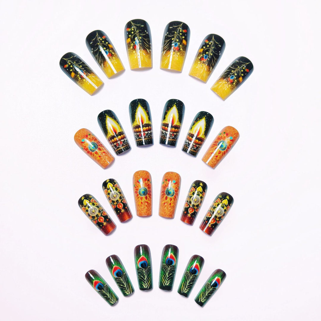 Artificial nails in elegant pattern with glitter effects Bowlift