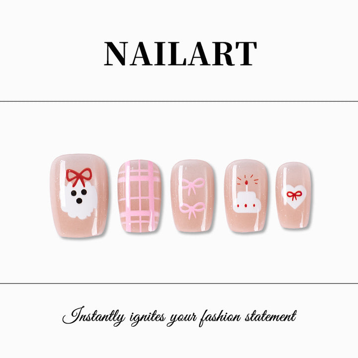 Playful Character-Themed Press-On Nail Set Bowlift 1787395325