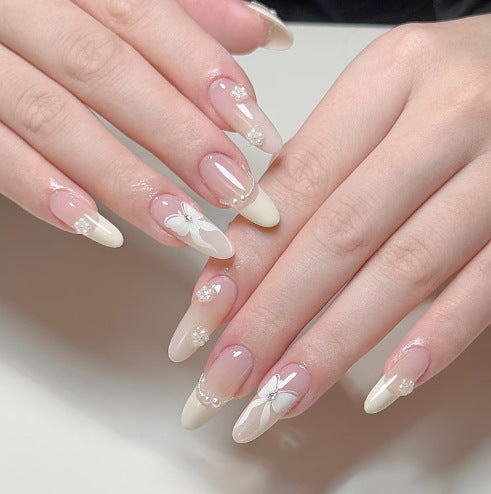 Decorative Floral Stiletto Press-On Nails Bowlift