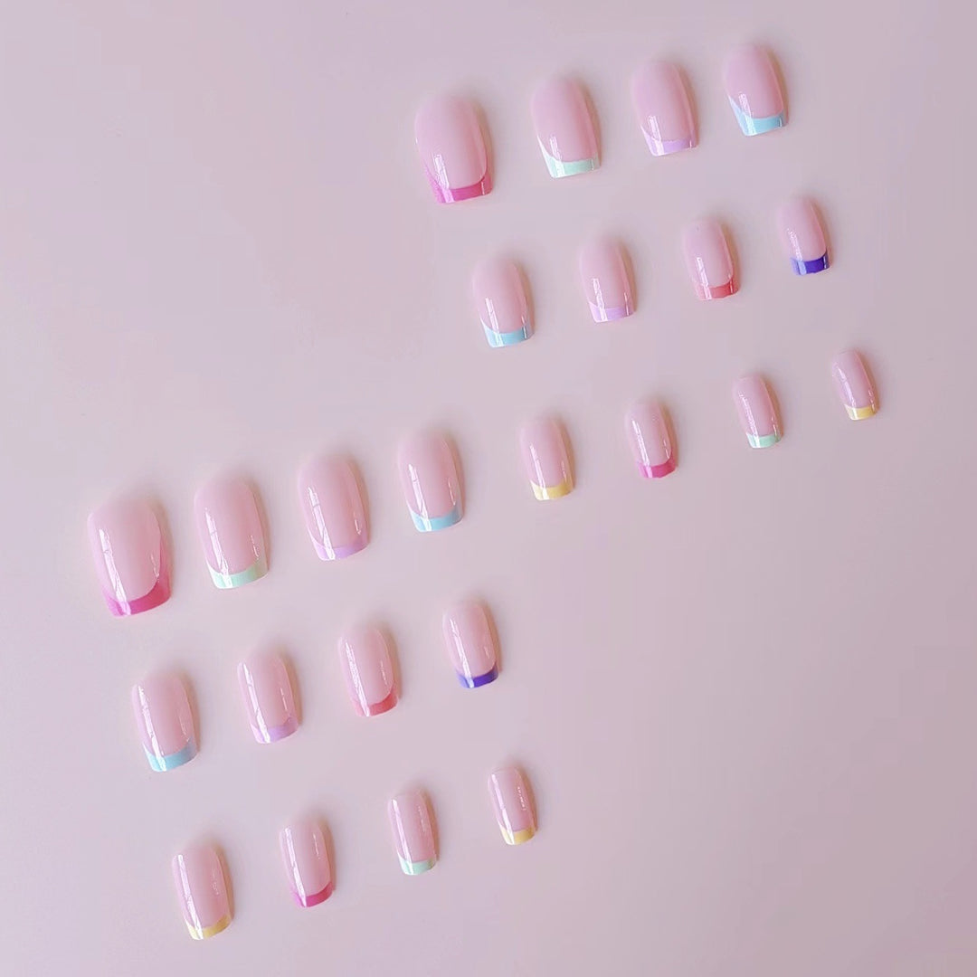 Acrylic nail set with colorful color accents Bowlift