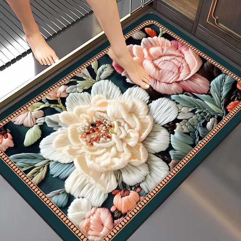 Artistic Floral Bath Mat Bowlift