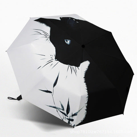 Women’s Automatic Umbrella with Cat Design Bowlift