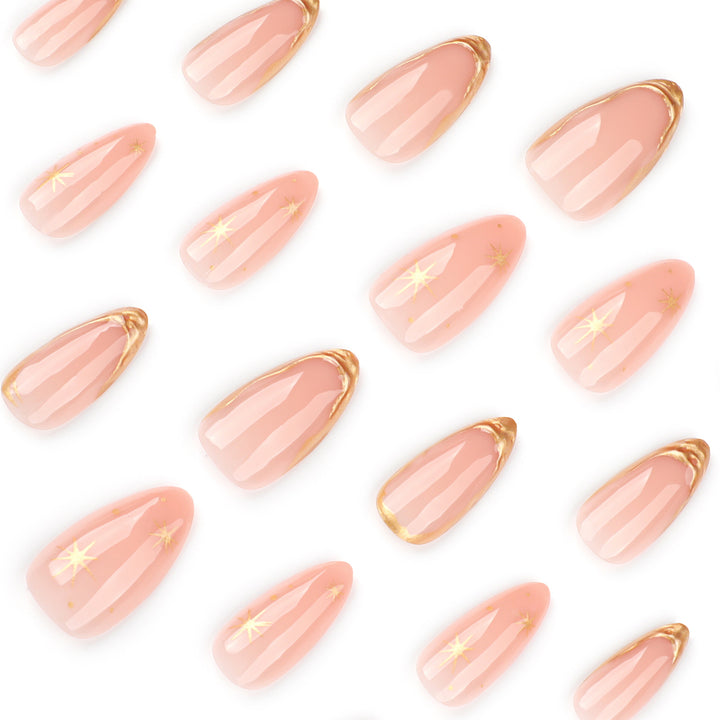 Glamorous stiletto nails with golden accents Bowlift