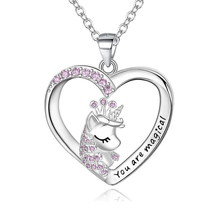 Enchanted Unicorn Heart Pendant Necklace Bowlift