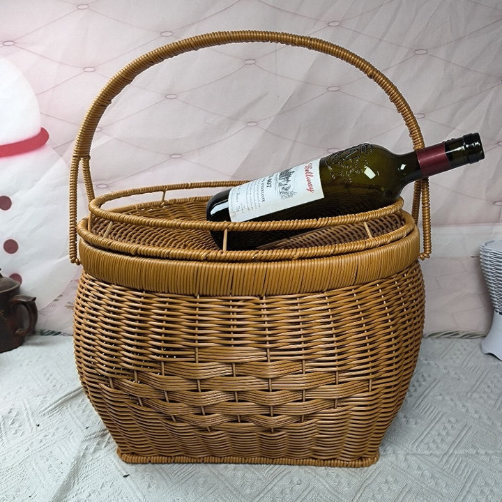 Lidded Woven Storage Basket Bowlift