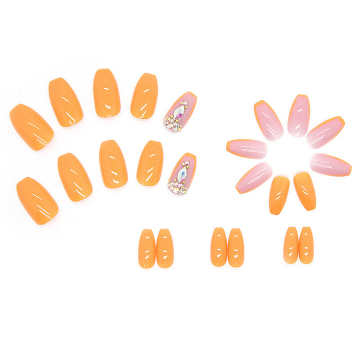 Acrylic nail set with trendy neon colors and rhinestone accents Bowlift