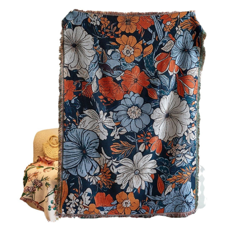 Elegant Floral Woven Throw Blanket