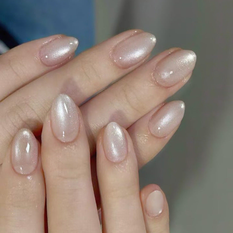 Artistic Glittered Almond-Shaped Nail Extensions Bowlift