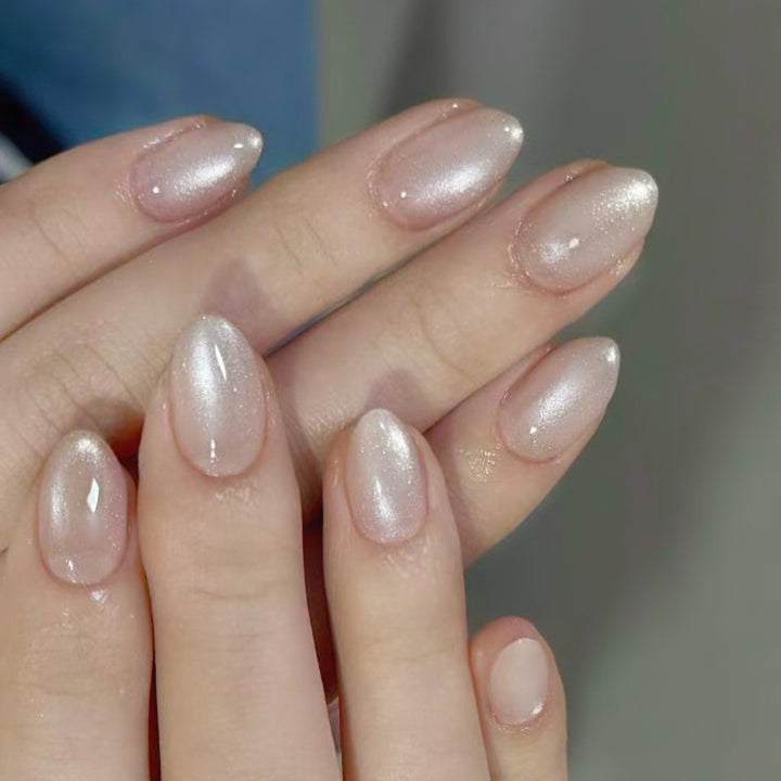 Artistic Glittered Almond-Shaped Nail Extensions Bowlift