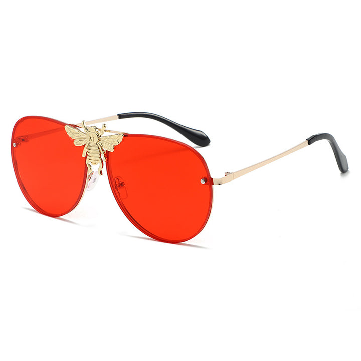 Bold Butterfly Motif Aviator Sunglasses