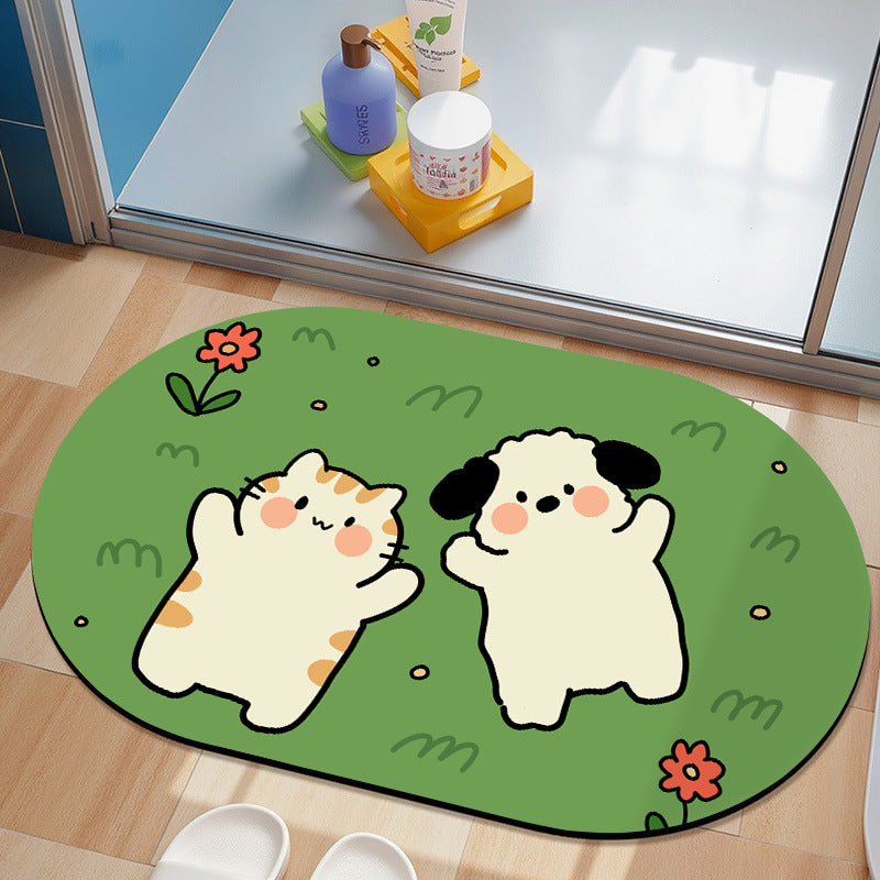 Cute Cartoon Dog Bath Mat Bowlift