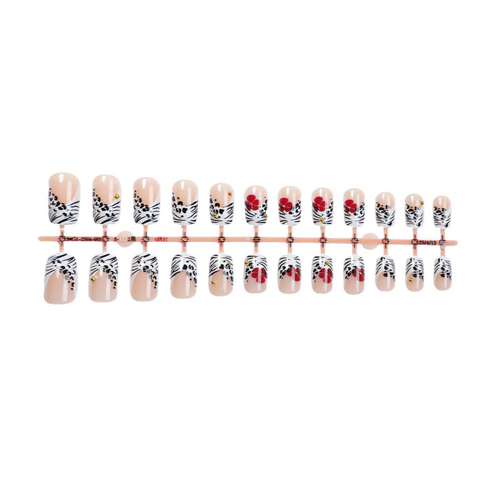 Creative Art Press-On Nail Set with Floral and Zebra Designs Bowlift
