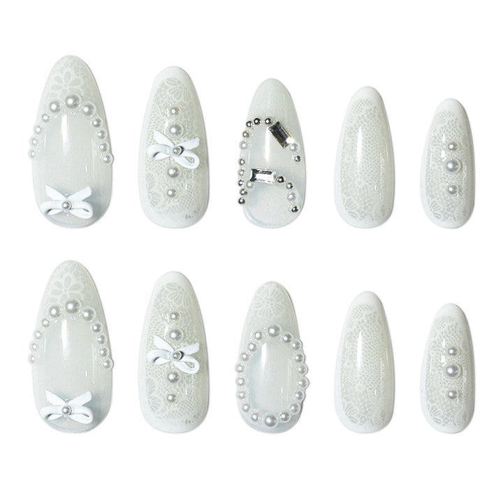 Elegant Lace Design Nail Extensions Bowlift