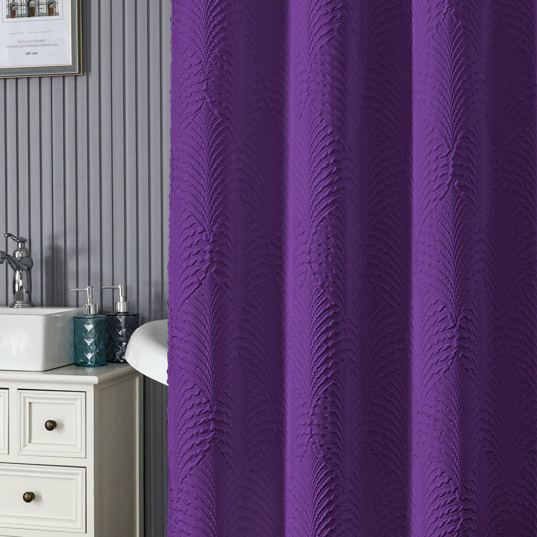 Textured Leaf Pattern Shower Curtain Bowlift