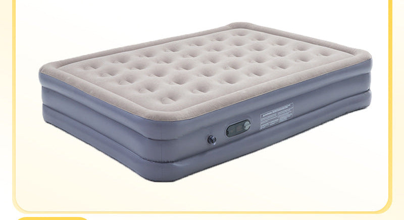 electric inflatable single air mattress with integrated auto pump, flocked tufted sleeping surface and raised edge support Bowlift