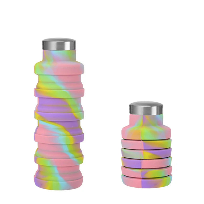 Women flexible silicone drinking bottle with integrated folding function Bowlift