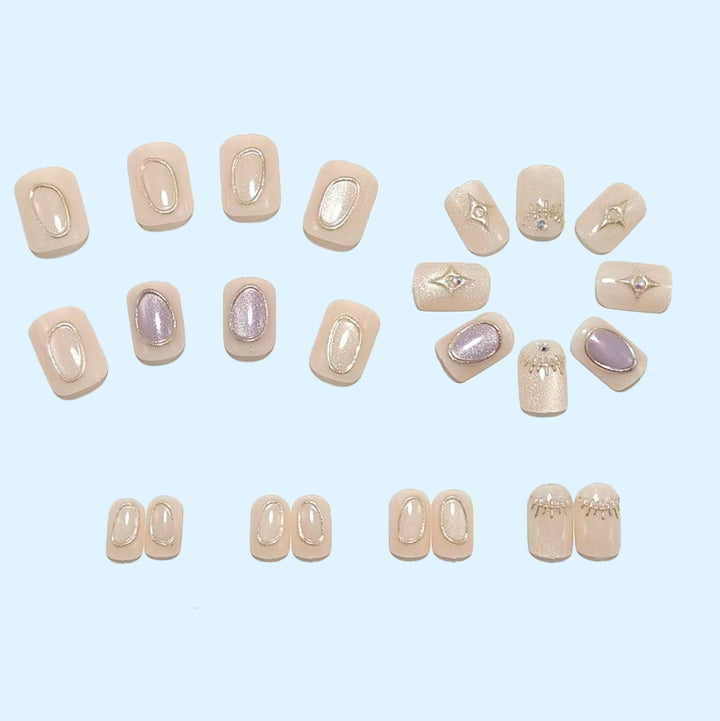 Elegant artificial nails with glitter and star motif Bowlift