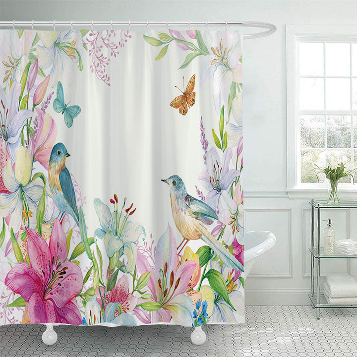 Floral Patterned Shower Curtain Bowlift