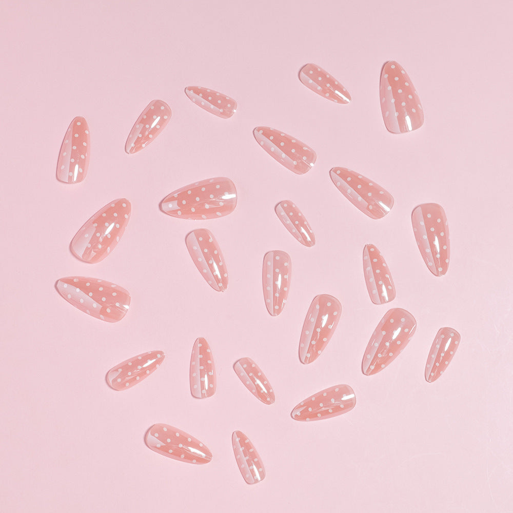 Artistic Polka Dot Stiletto Press-On Nails Bowlift