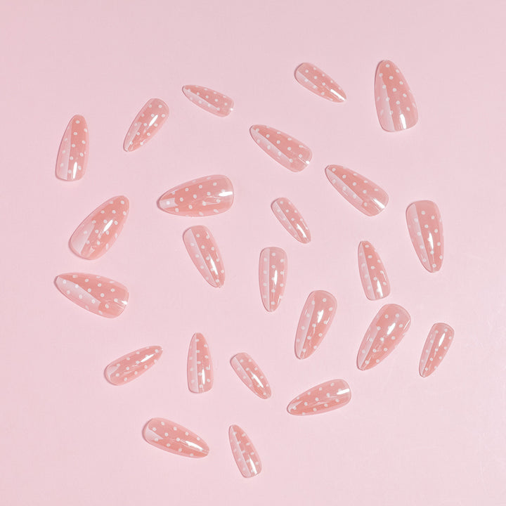 Artistic Polka Dot Stiletto Press-On Nails Bowlift