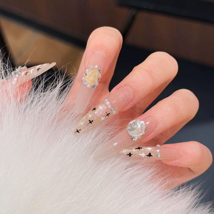 Elegant Floral Design Press-On Nail Extensions Bowlift