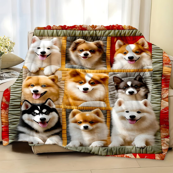 Plush Dog Print Throw Blanket