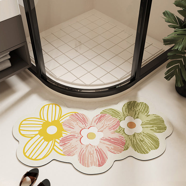 Floral Print Bath Mat Bowlift
