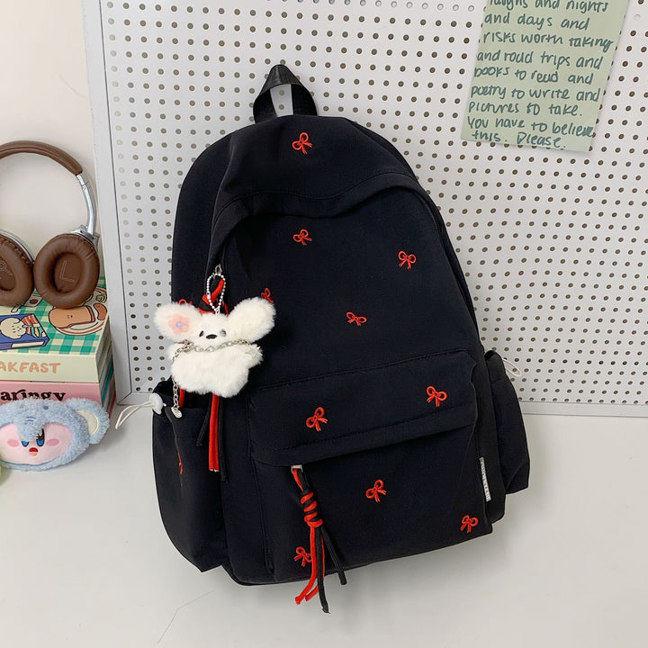 Backpack with Charming Bow Design and Practical Compartments Bowlift