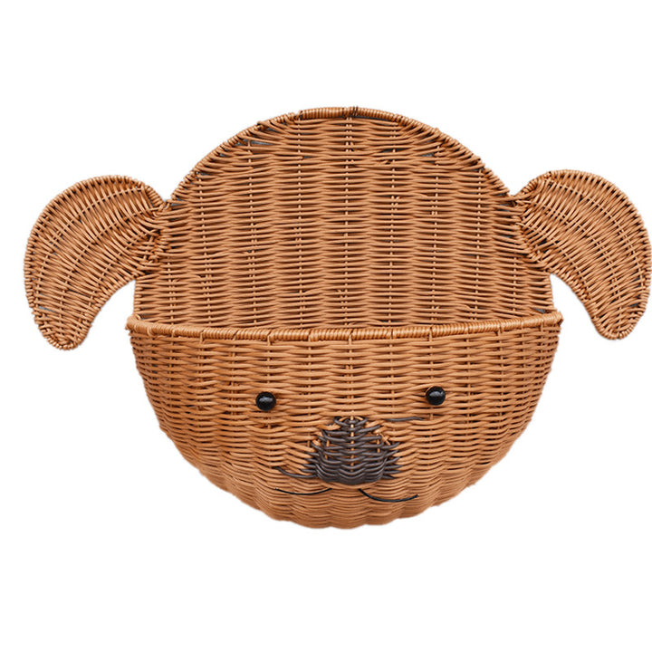 Decorative Dog-Shaped Woven Storage Basket Bowlift