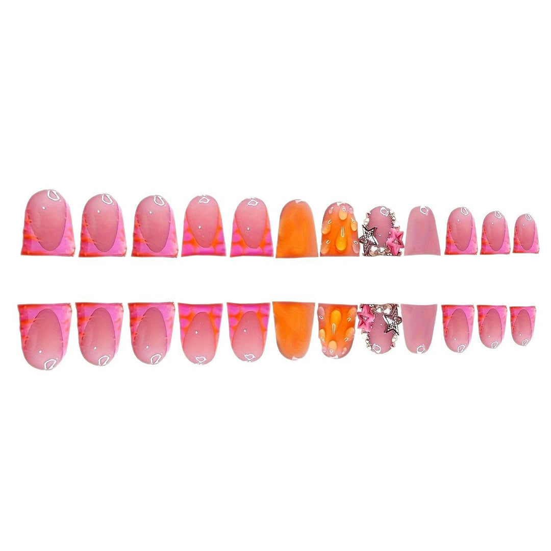 Artistic Press-On Nail Extensions with Summer Theme Bowlift