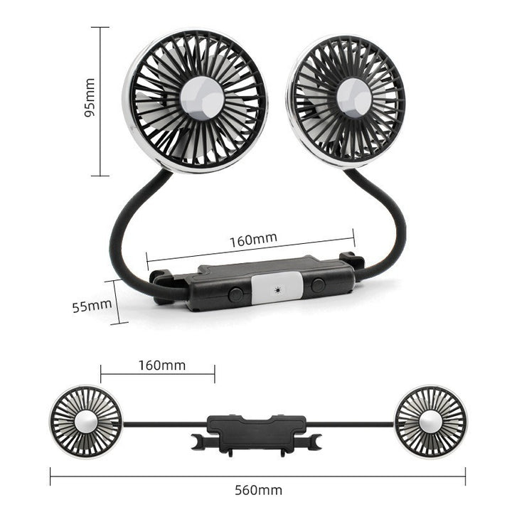 Portable Dual Head Car Cooling Fan Bowlift