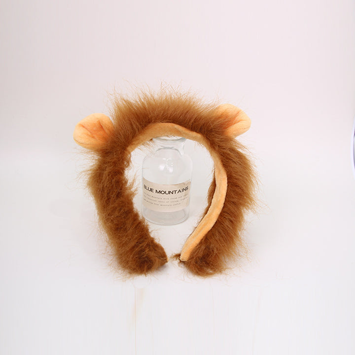 Plush Lion Mane Costume Headband with Furry Ears Bowlift