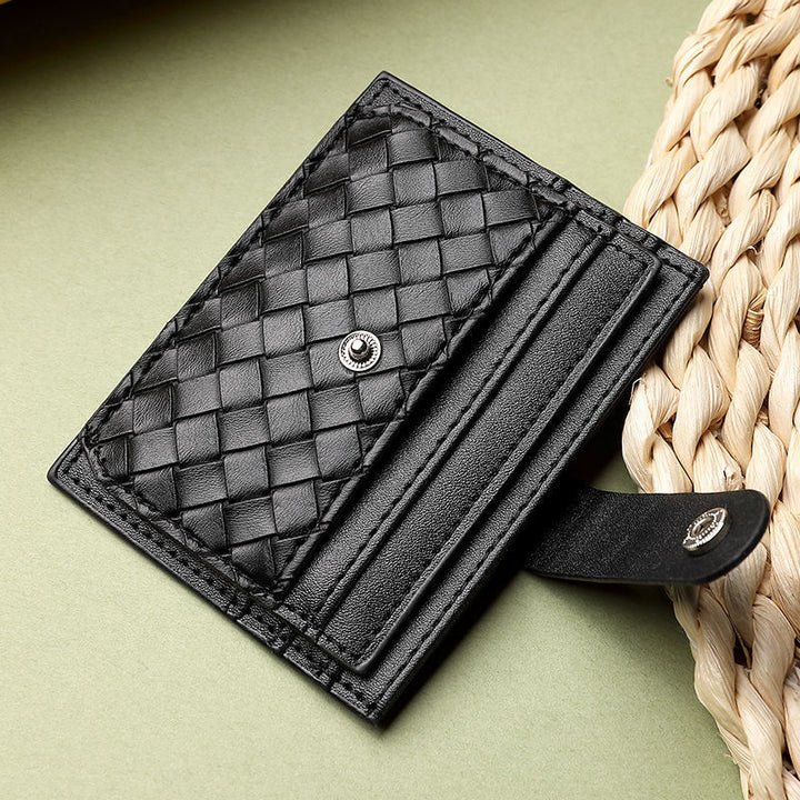 Braided Leather Card Holder Wallet Bowlift