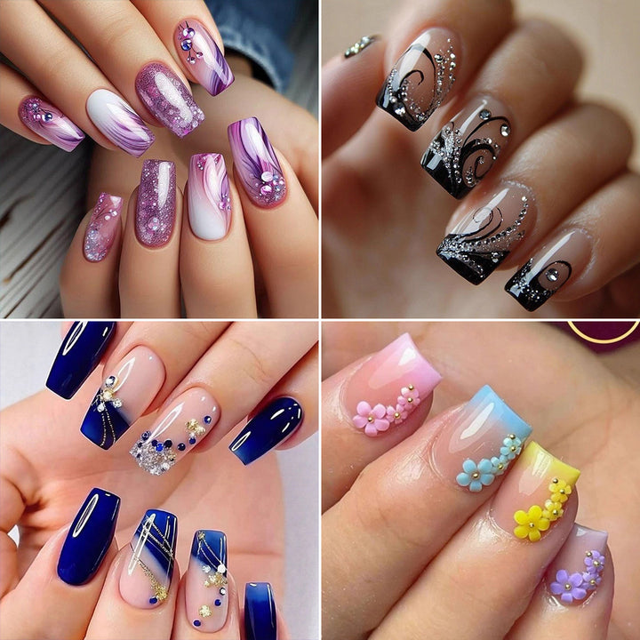 Spring-like nail art with flower appliqués Bowlift