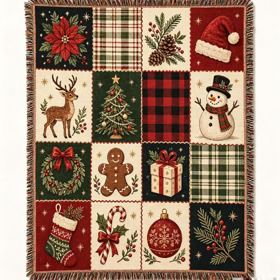 Festive Holiday Tapestry Throw Blanket